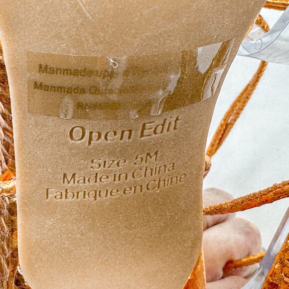 Open Edit Orange Bronze Metallic Ankle Calf Lace Strappy Sandals, NEW, Size 5 - Picture 10 of 10